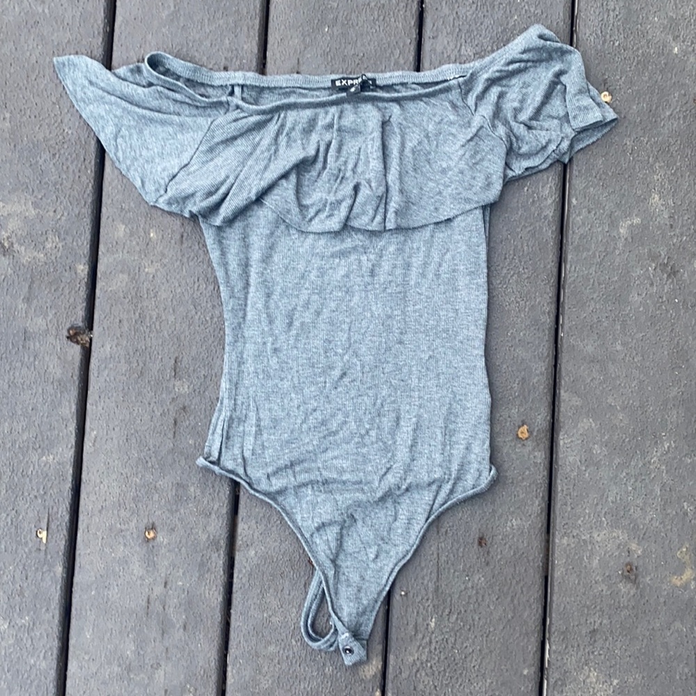 Grey off the shoulder express bodysuit